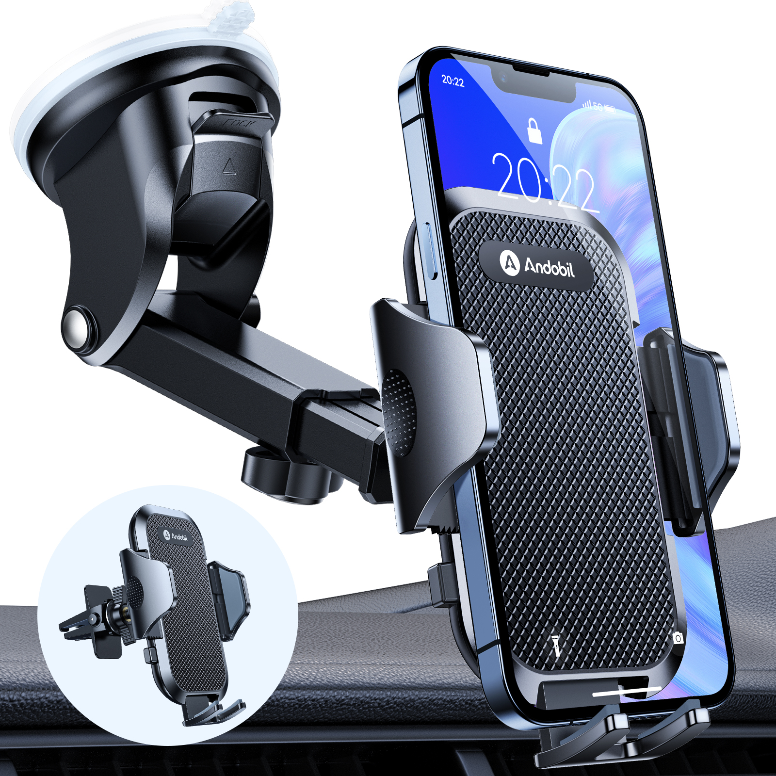 [NO Wobble] andobil Car Phone Holder Windscreen Mount [Easy to Use ...