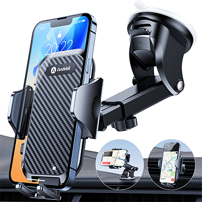 [2022 Rock Solid] andobil Car Phone Holder, [All Phones Friendly] Mobile Phone Holder for Car Windscreen Car Phone Mount Air Vent Dashboard Car Cradle For iPhone 13 Pro Max 12 11 Samsung and All Cars