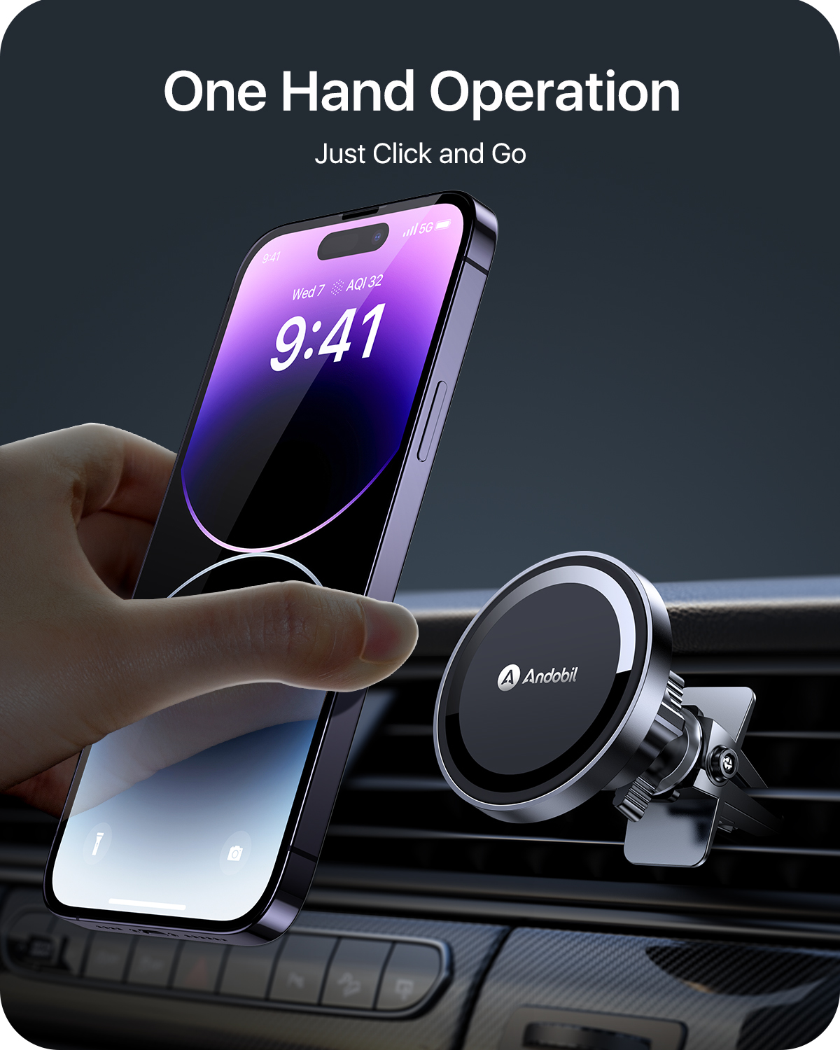 andobil Magnetic Phone Car Mount, [Newest Strongest N55 Magnet] Air ...
